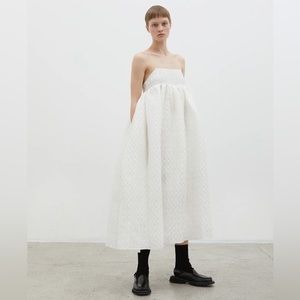 Cecile Bahnsen Beth Plissé Dress - UK10 US6 White/Clear